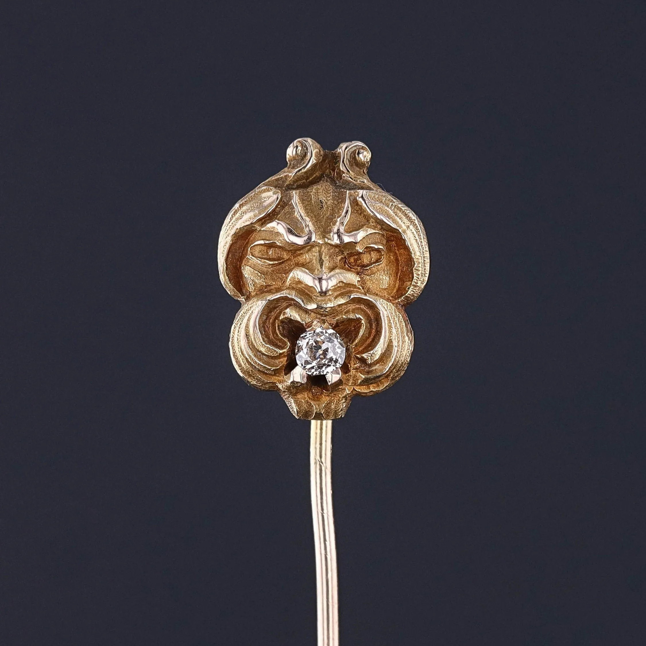 Antique Gargoyle Stickpin of 14k Gold