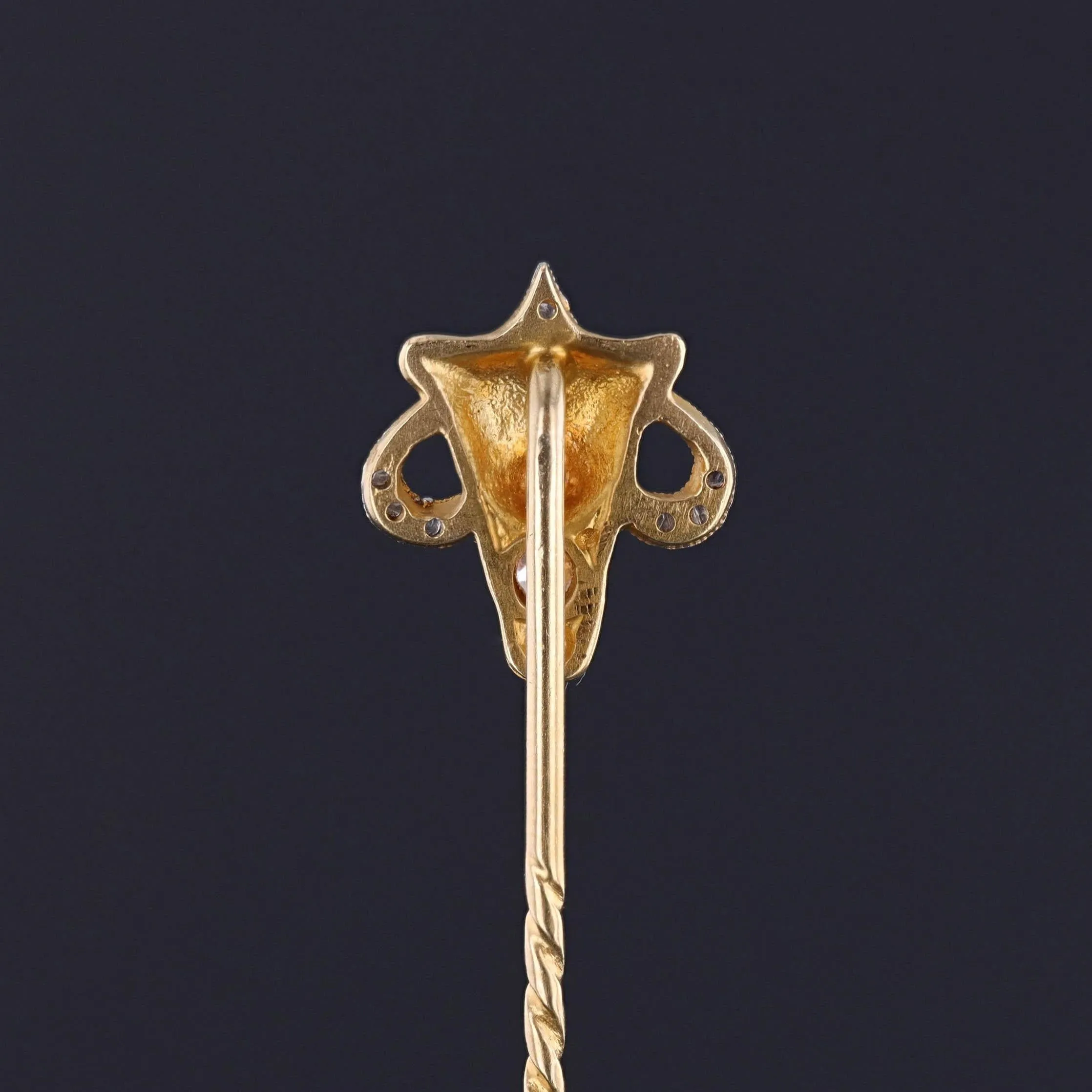 Antique Lion Stickpin of 14k Gold and Platinum