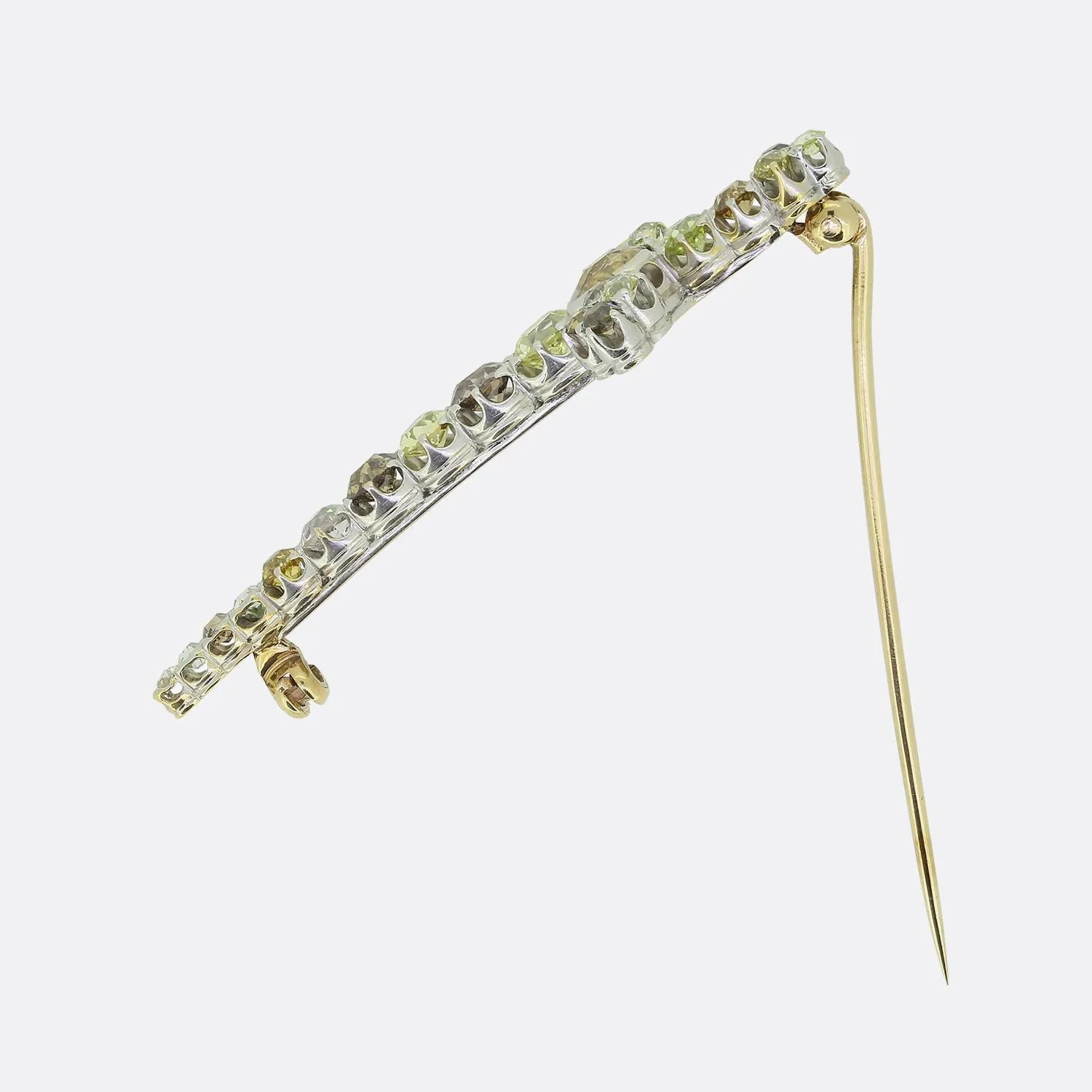 Antique Natural Fancy Multi Coloured Diamond Cross Brooch
