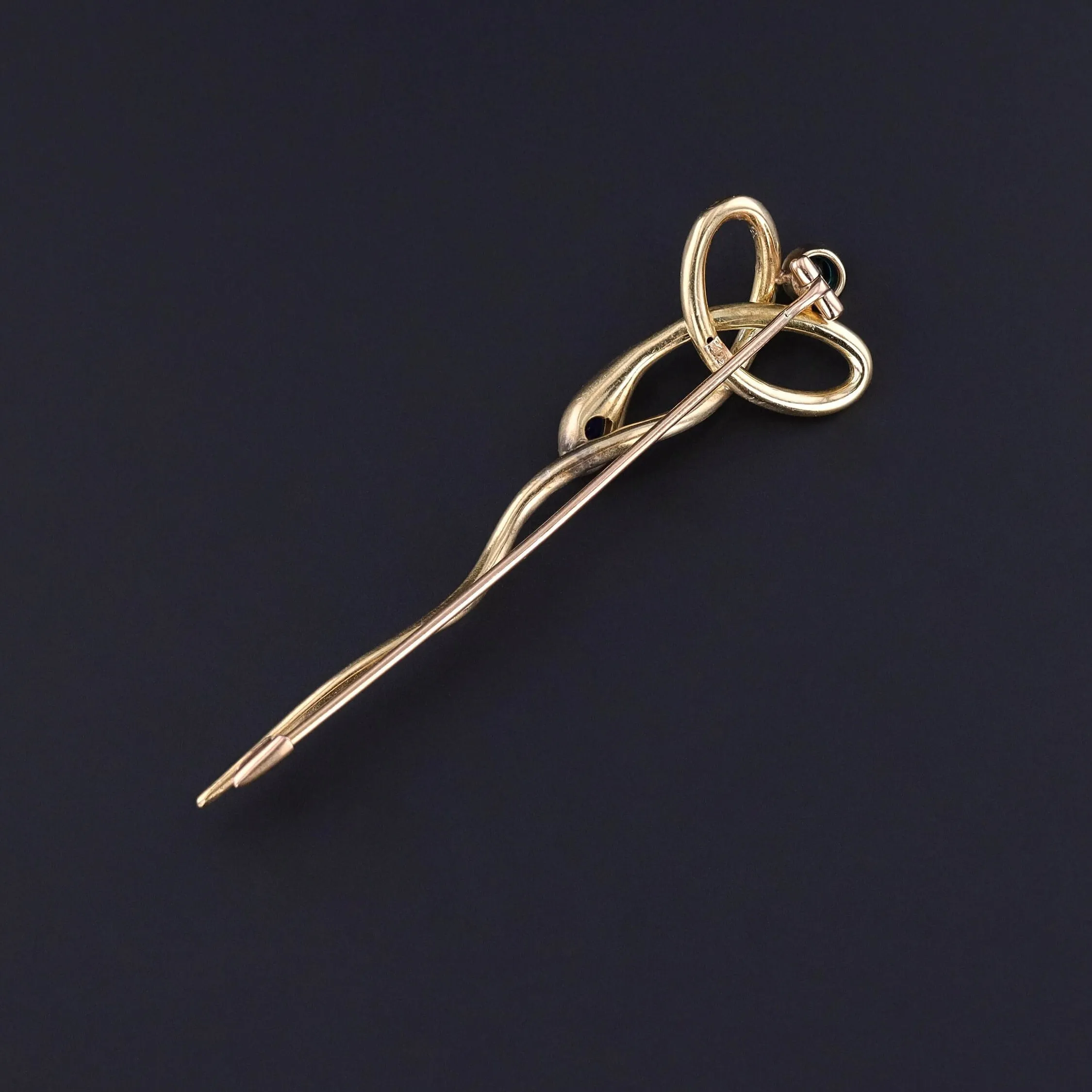 Antique Sapphire Snake Brooch of 18k Gold