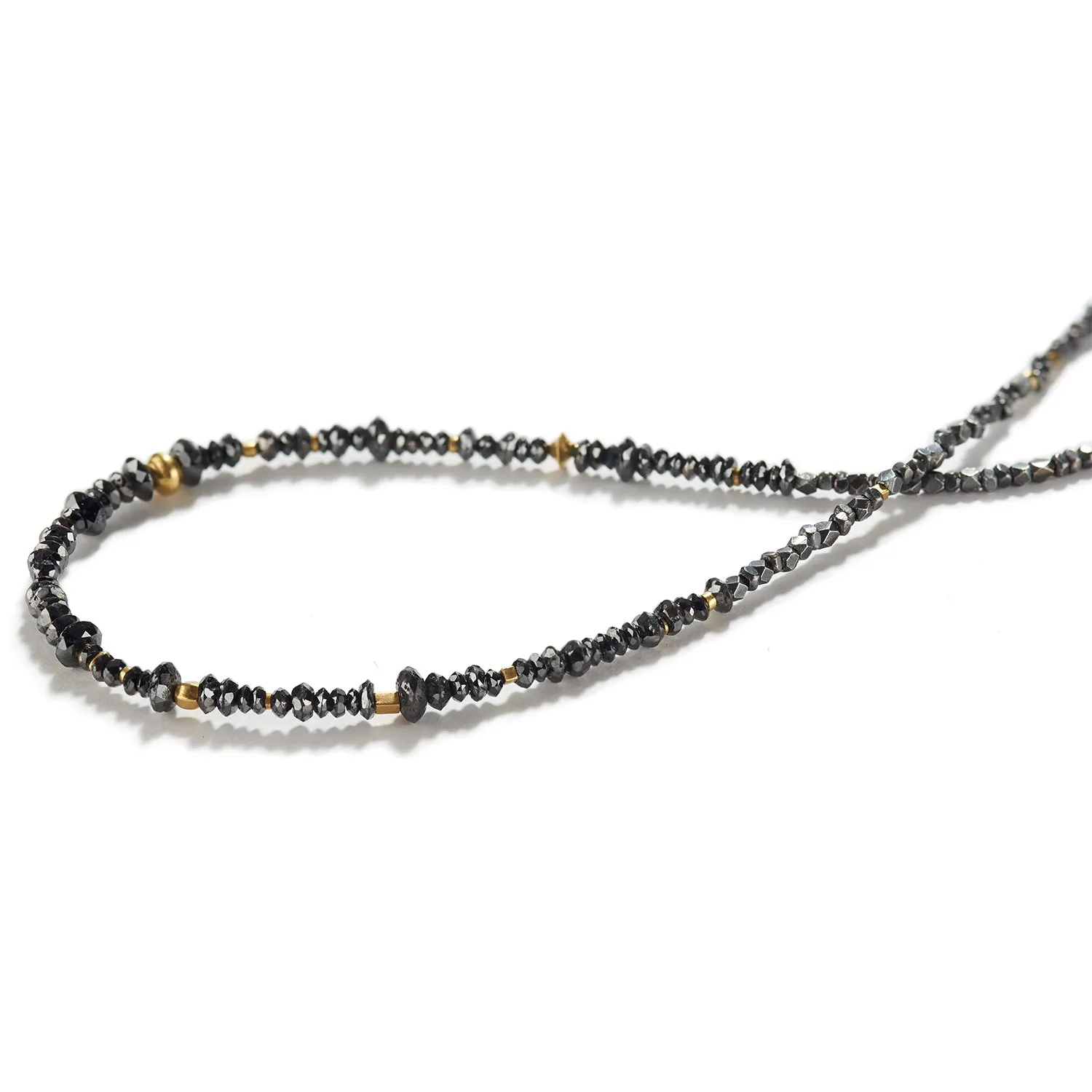Antique Silver & Gold Necklace with Black Diamonds