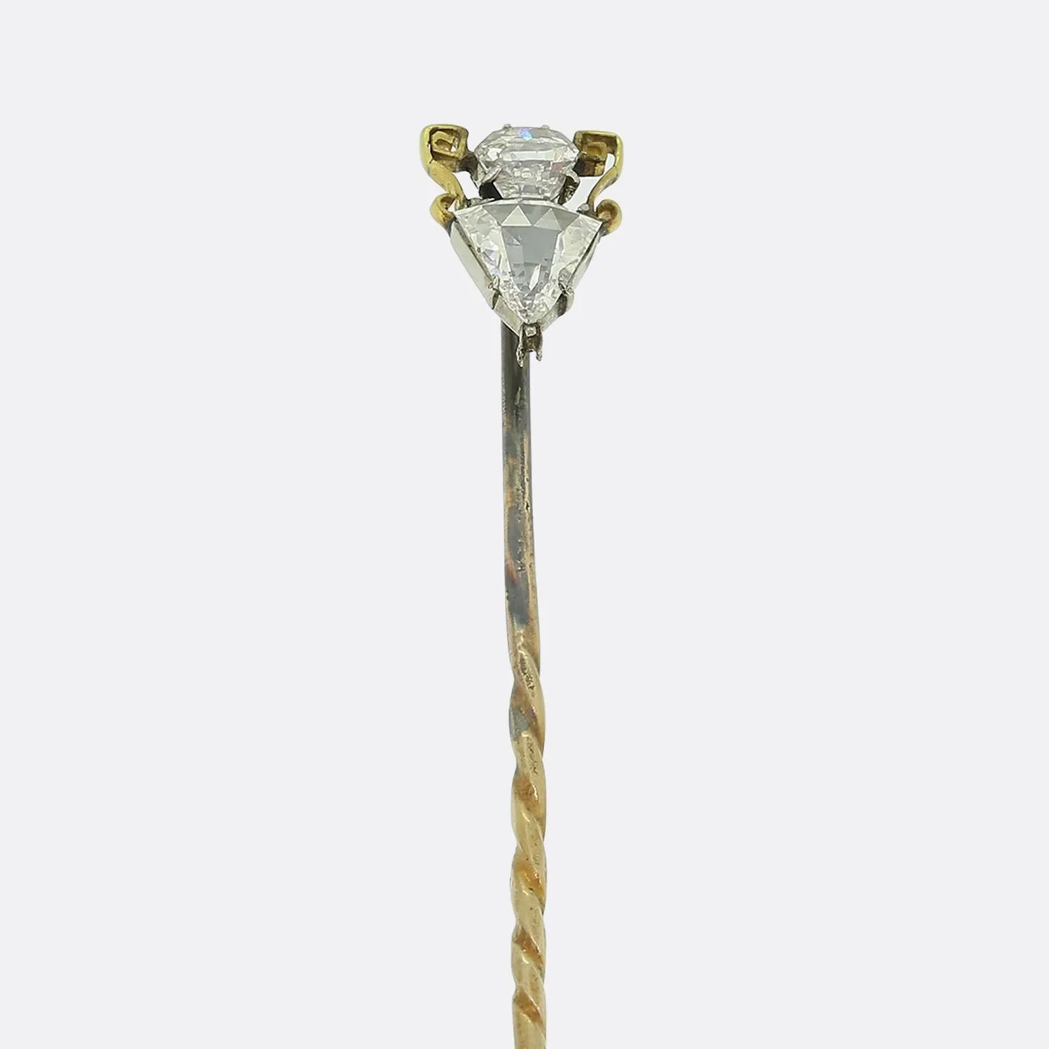 Antique Trillion Cut Diamond Stick Pin