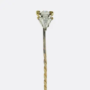 Antique Trillion Cut Diamond Stick Pin