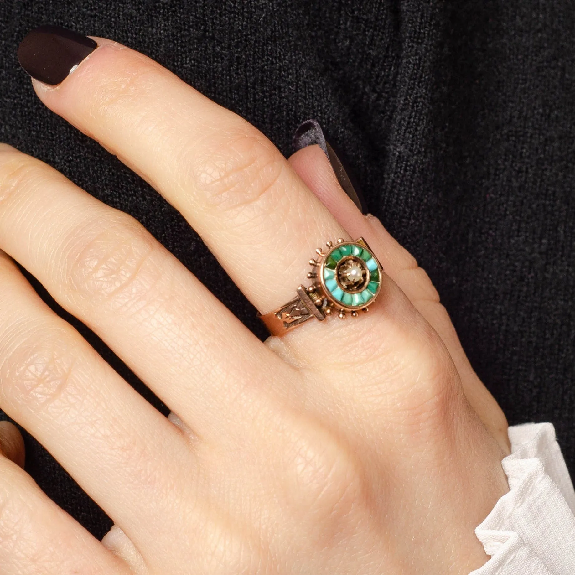 Antique Turquoise Ring | Turquoise & Diamond Ring