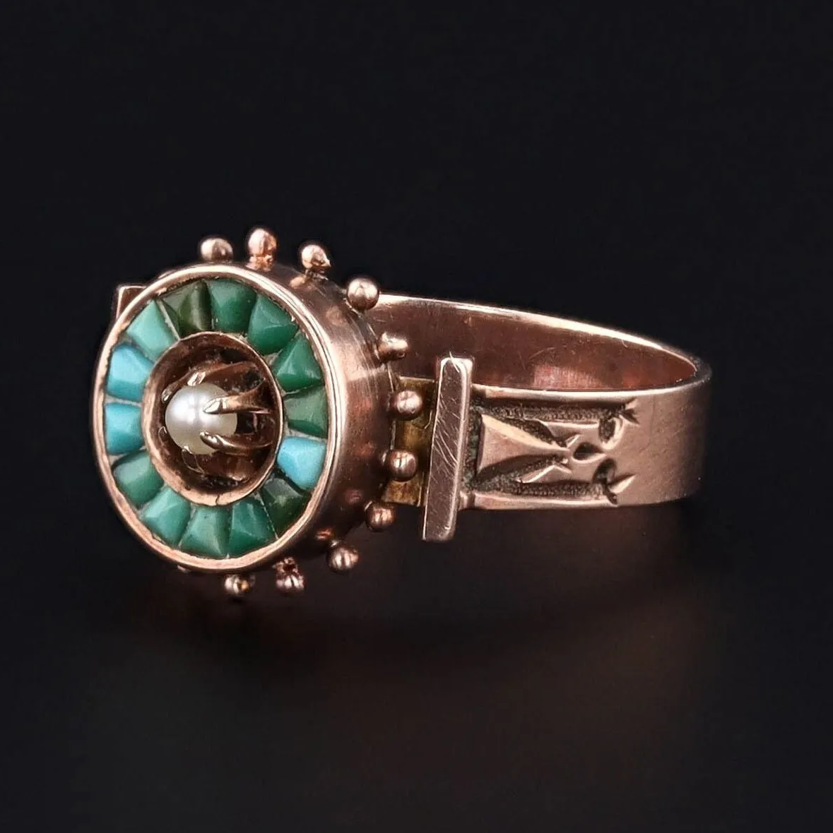 Antique Turquoise Ring | Turquoise & Diamond Ring