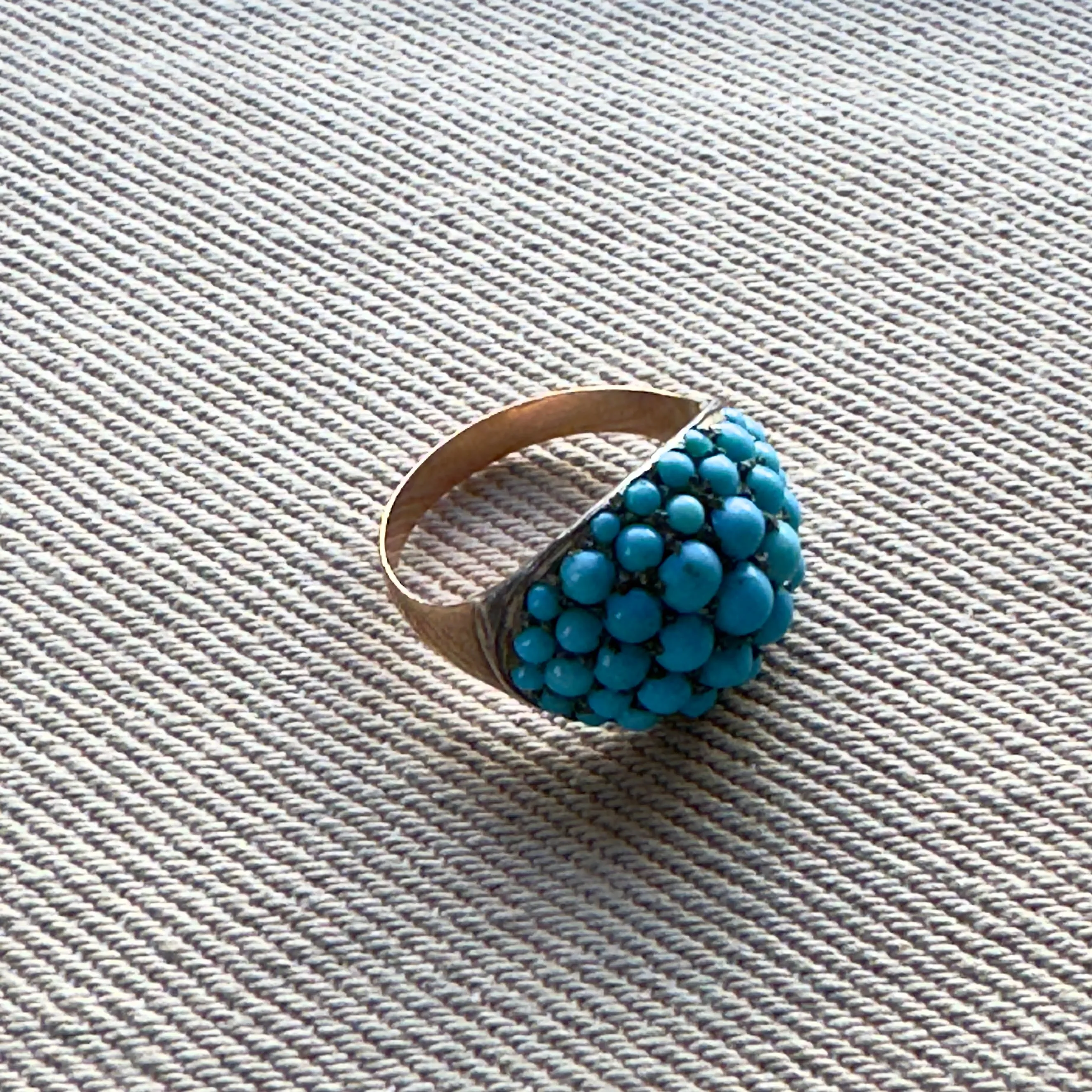 Antique Victorian 10k Gold Turquoise Pavé Dome Ring