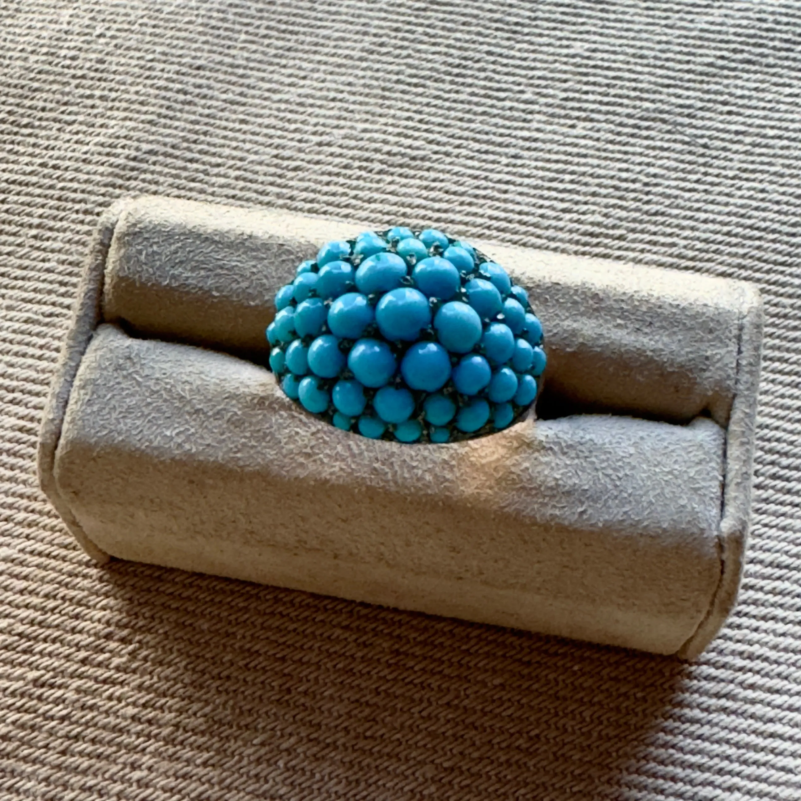 Antique Victorian 10k Gold Turquoise Pavé Dome Ring