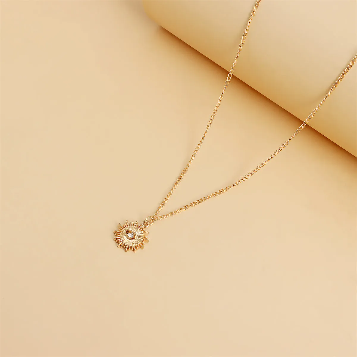 Aqua & Cubic Zirconia Heart Sun Pendant Necklace Set