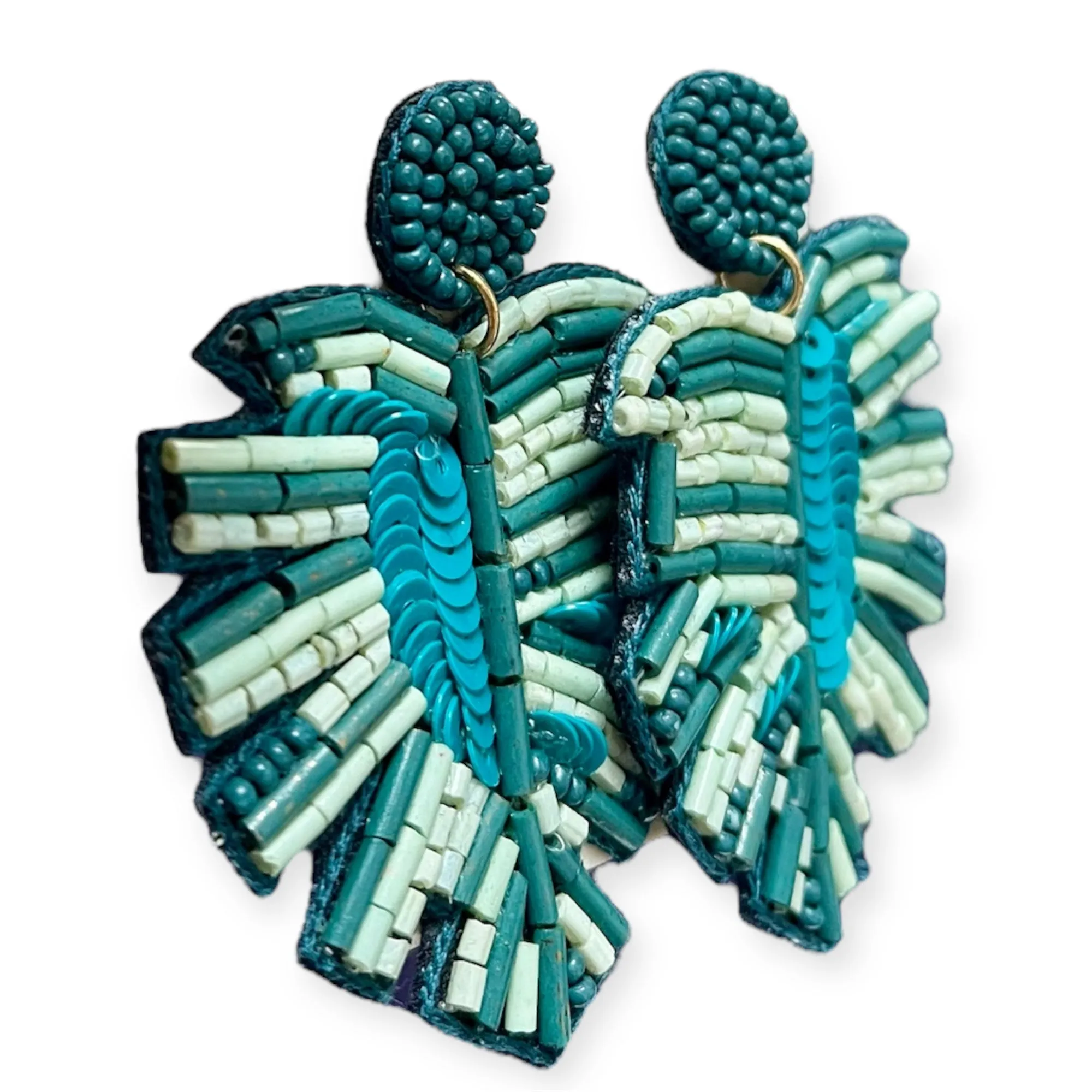Aqua Flare Palm Leaf Earrings