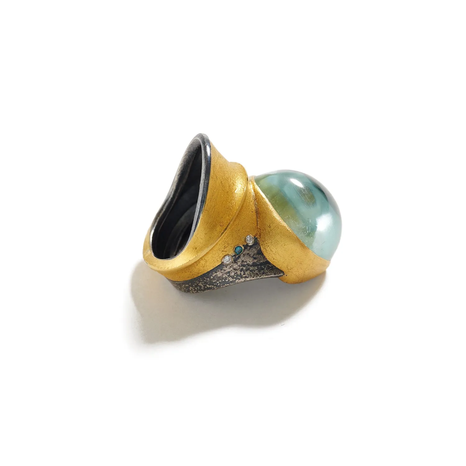 Aquamarine Diamond Ring