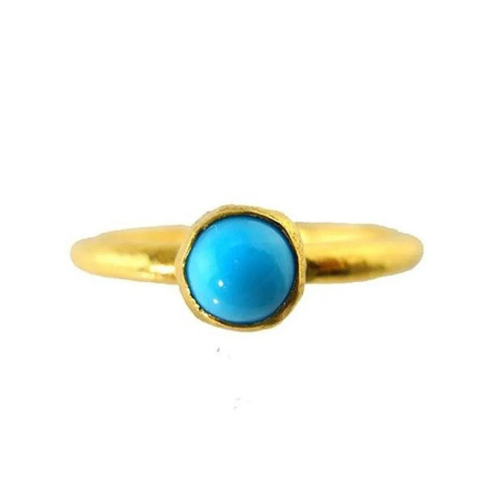 Ara 24k Gold Turquoise Stackable Ring 24k Gold