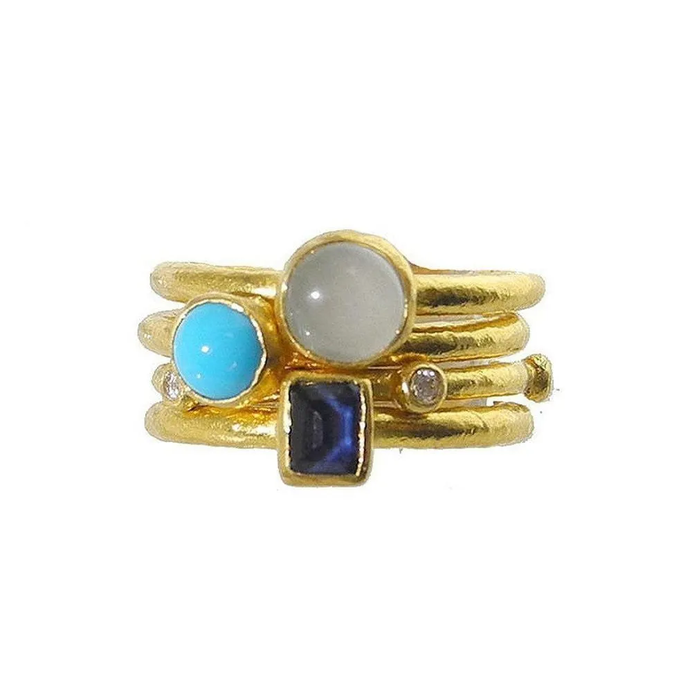 Ara 24k Gold Turquoise Stackable Ring 24k Gold