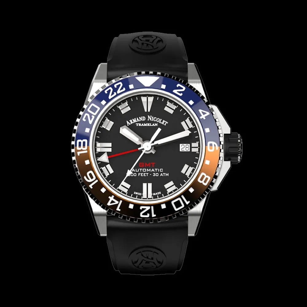 ARMAND NICOLET JS9-41 MEN'S AUTOMATIC BLACK STRAP BLACK DIAL WATCH