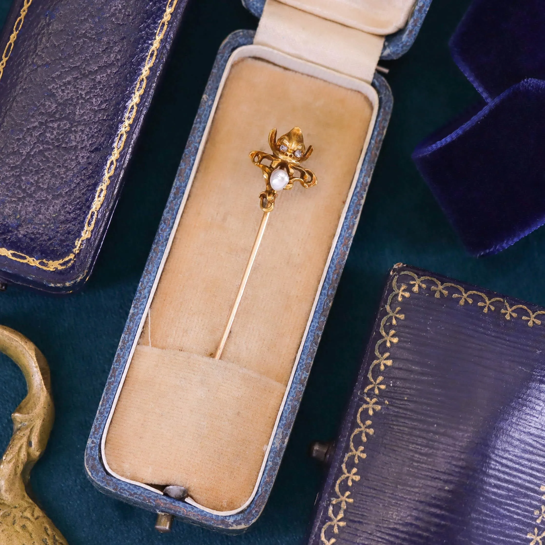 Art Novueau Gargoyle Stickpin of 14k Gold