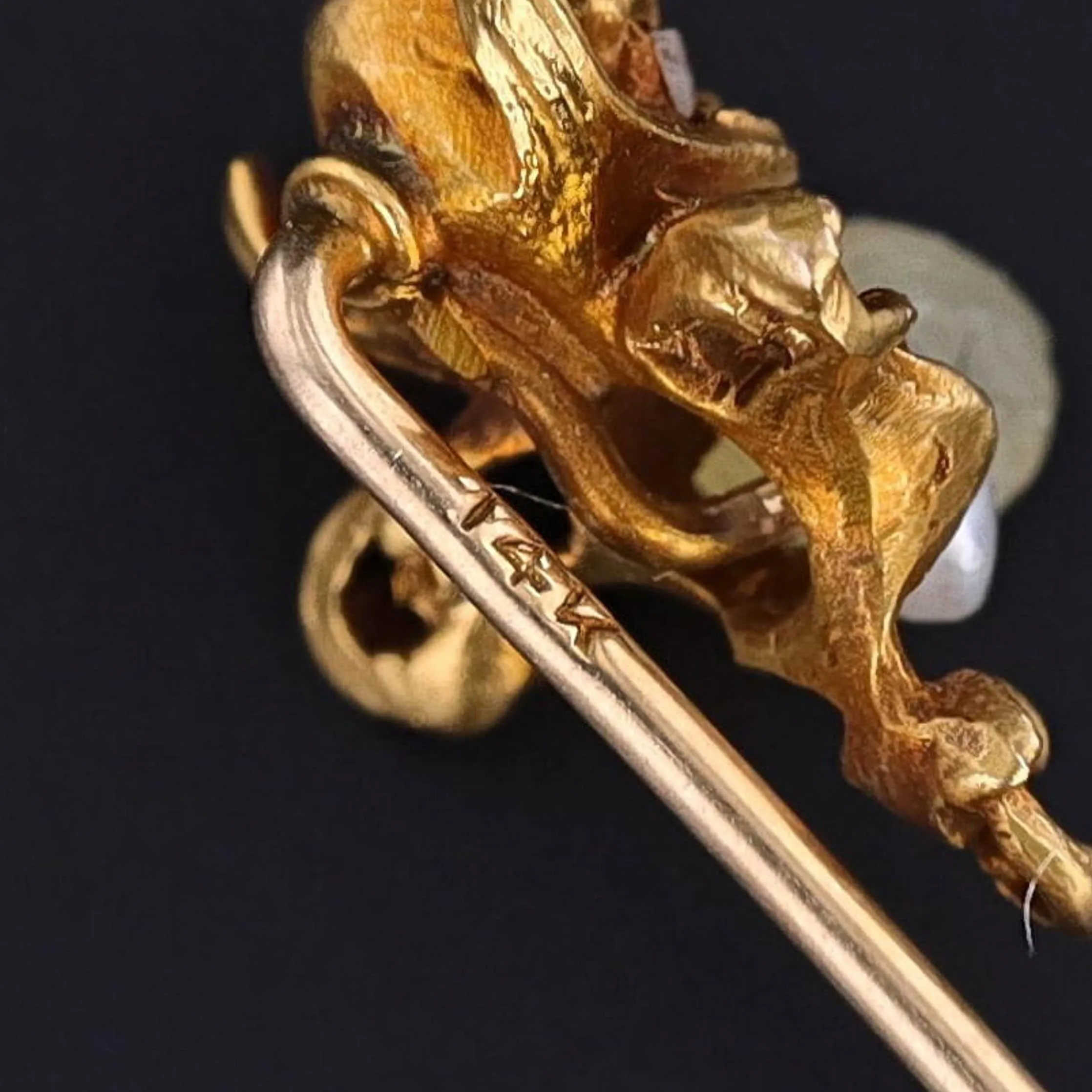 Art Novueau Gargoyle Stickpin of 14k Gold