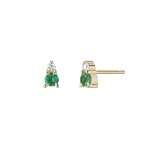Ayda Studs | Emerald & White Diamond