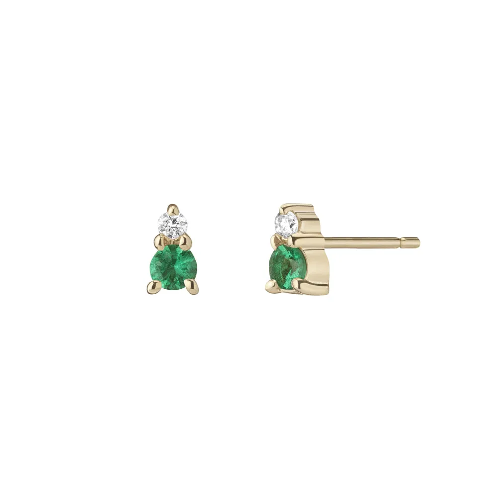 Ayda Studs | Emerald & White Diamond