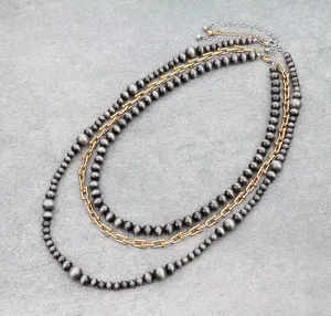 Berol 3 Layer Chain & Navajo Mixed Metal Necklace Set