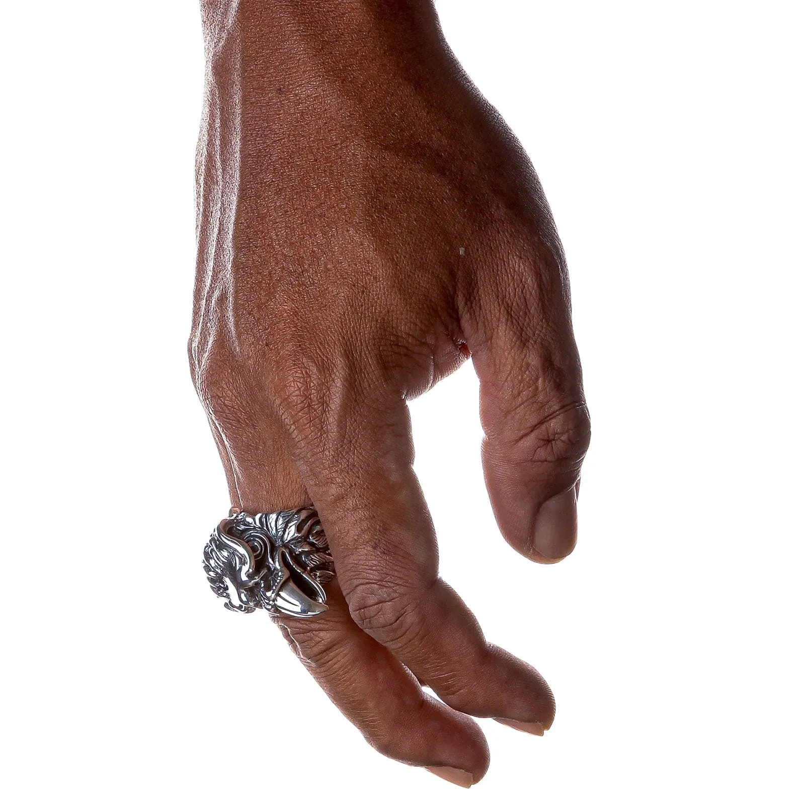 Big Eagle Head Sterling Silver Biker Ring