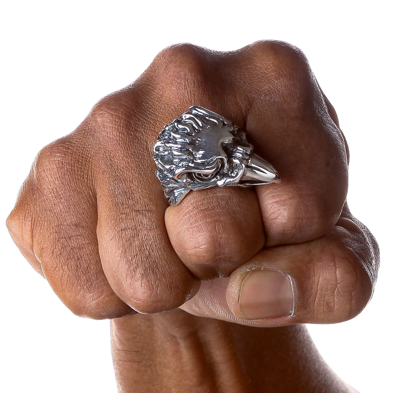 Big Eagle Head Sterling Silver Biker Ring