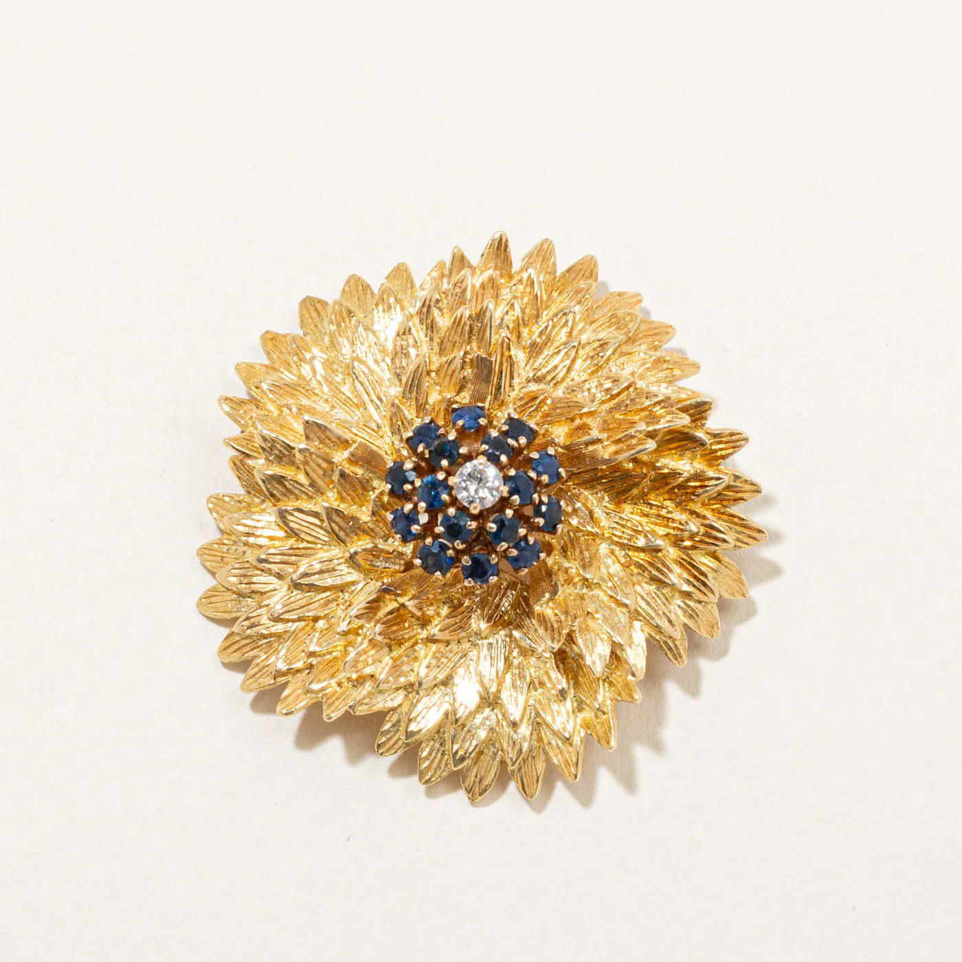 Birks' Italian Sapphire & Diamond Flower Brooch | 0.75ctw, 0.12ct |