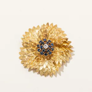 Birks' Italian Sapphire & Diamond Flower Brooch | 0.75ctw, 0.12ct |