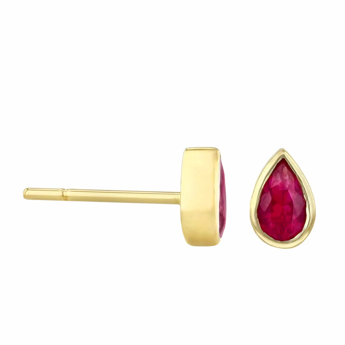 Birthstone Collection 0.46ct Pear Cut Ruby Stud Earrings | 9K Yellow Gold