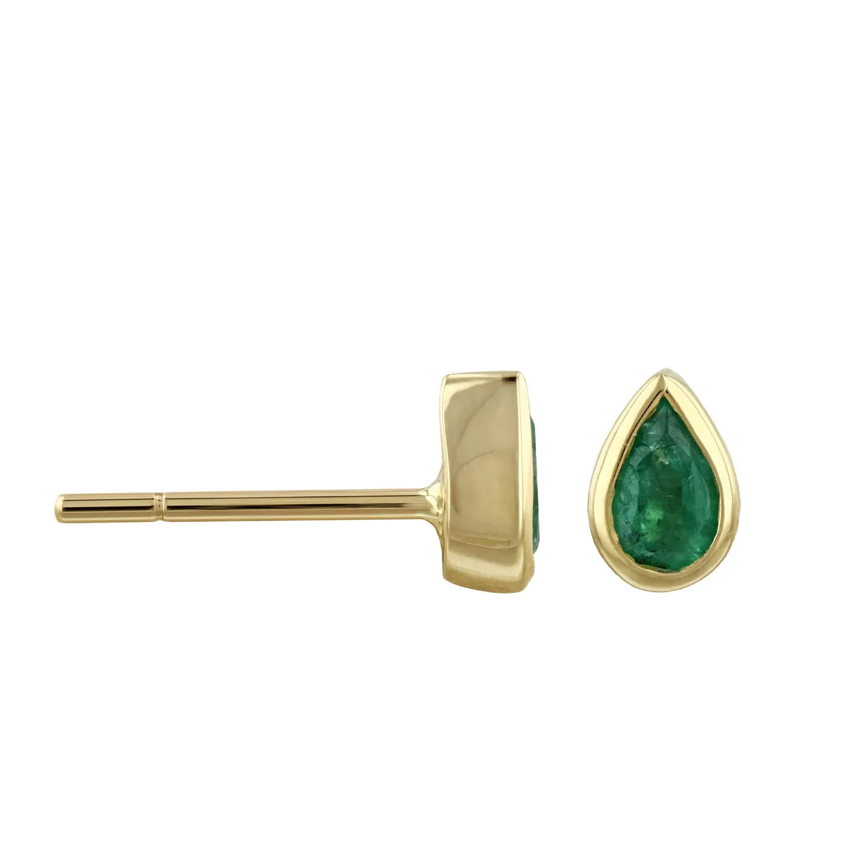 Birthstone Collection Pear Cut Emerald Stud Earrings | 9K Yellow Gold