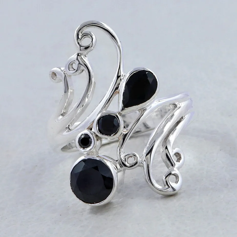 Black Onyx Silver Rings