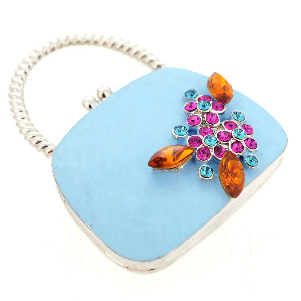 Blue Lady Handbag Swarovski Crystal Pin Brooch