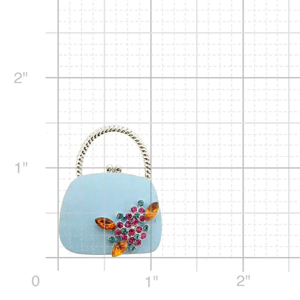 Blue Lady Handbag Swarovski Crystal Pin Brooch