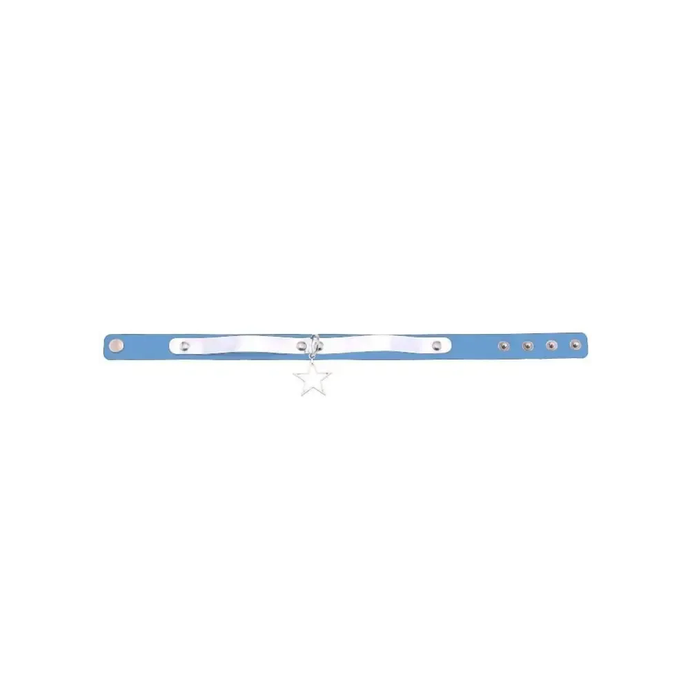 Blue Star Pendant Choker Necklace in Pu Leather and Velvet