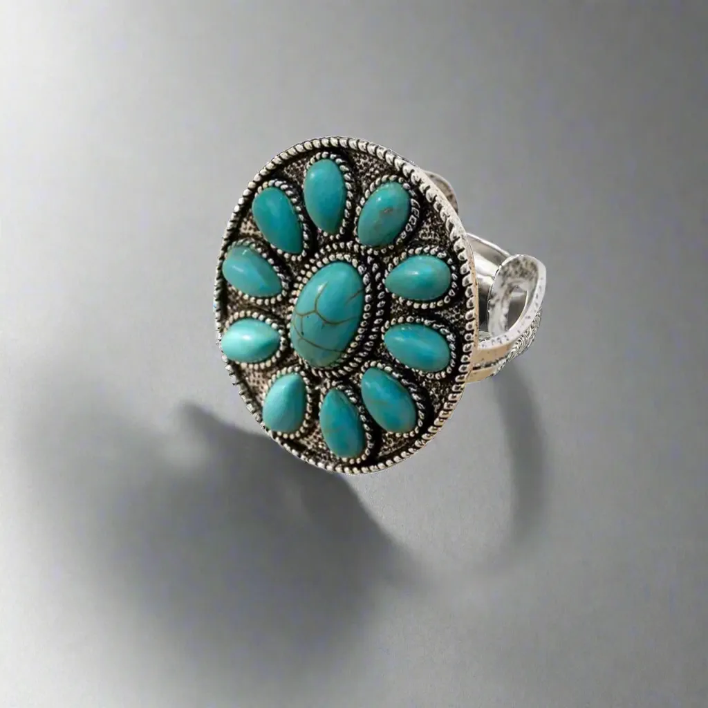 Blue Turquoise Oval Ring