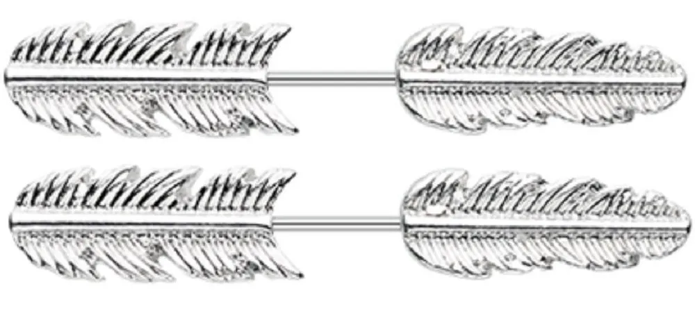 Body Accentz Earrings Rings Surgical Steel Classic Feather Fake Taper Earring 20g