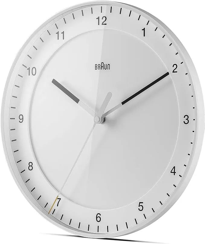 Braun Classic Large Wall Clock with Silent Sweep Movement, Easy To Read - BC17W