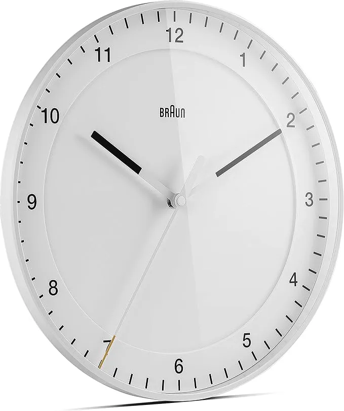 Braun Classic Large Wall Clock with Silent Sweep Movement, Easy To Read - BC17W
