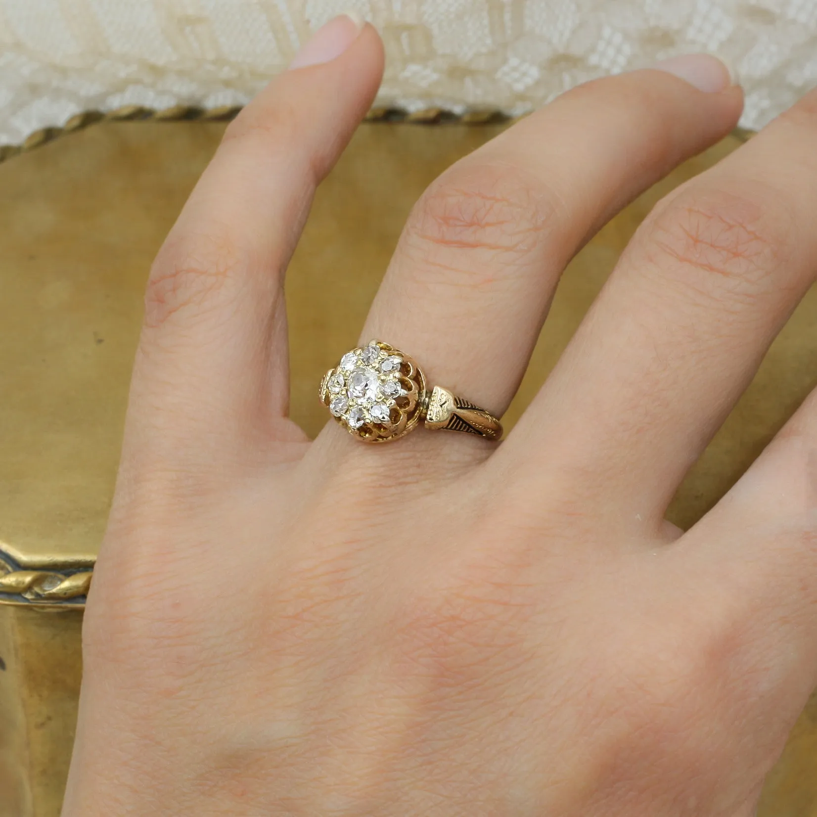 c1880 Old Mine Diamond Taille d'Epargne Ring