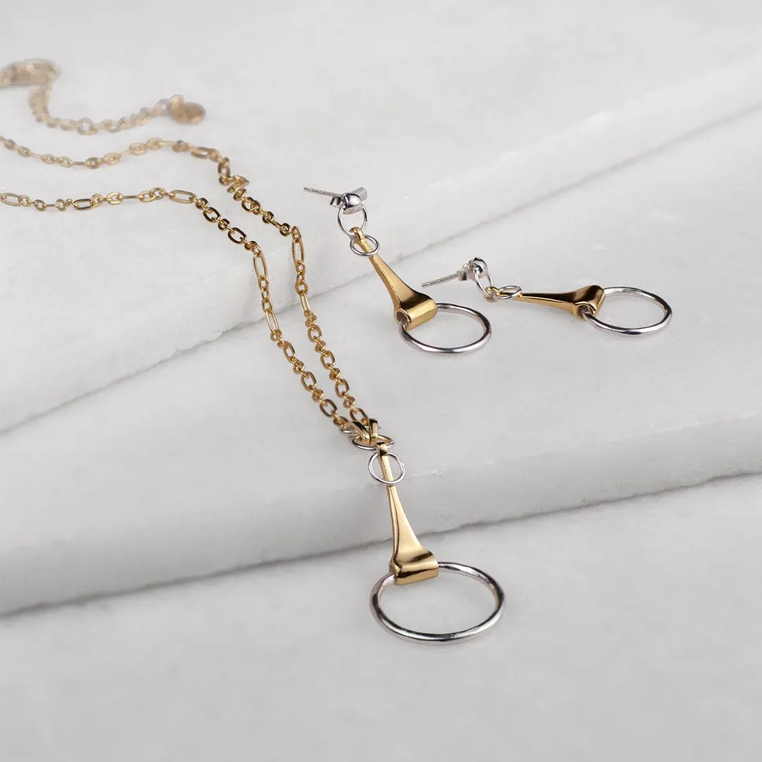 Camden - Two Tone Snaffle Horse Bit 14K Gold on Sterling Silver Necklace