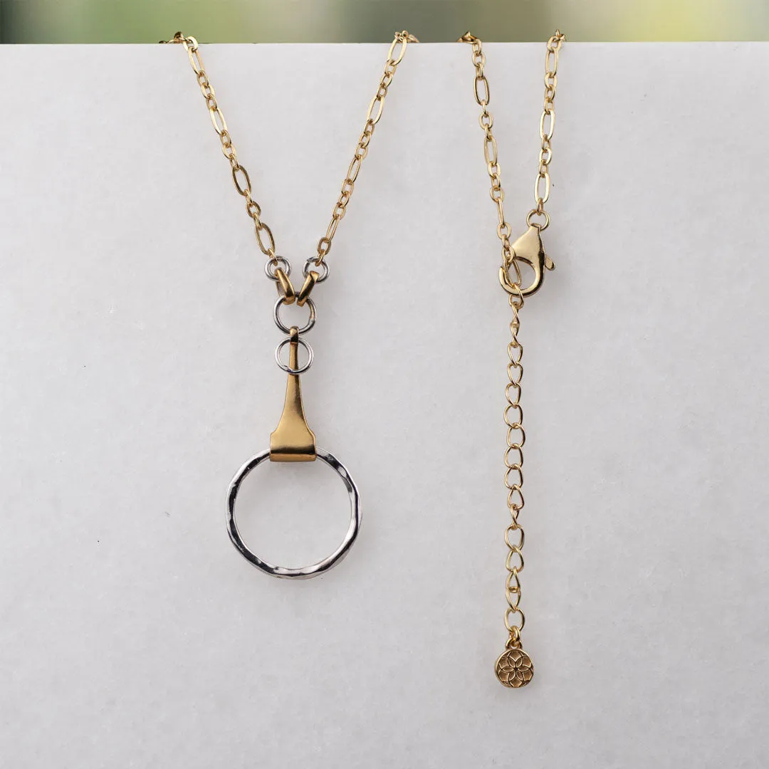 Camden - Two Tone Snaffle Horse Bit 14K Gold on Sterling Silver Necklace