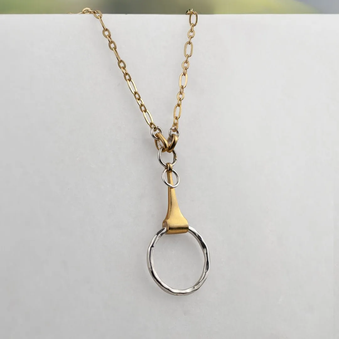 Camden - Two Tone Snaffle Horse Bit 14K Gold on Sterling Silver Necklace