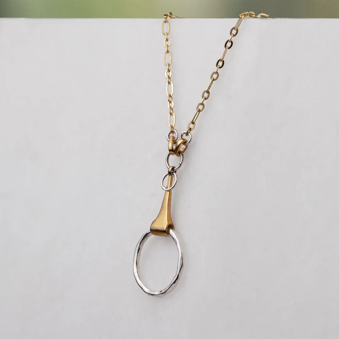 Camden - Two Tone Snaffle Horse Bit 14K Gold on Sterling Silver Necklace