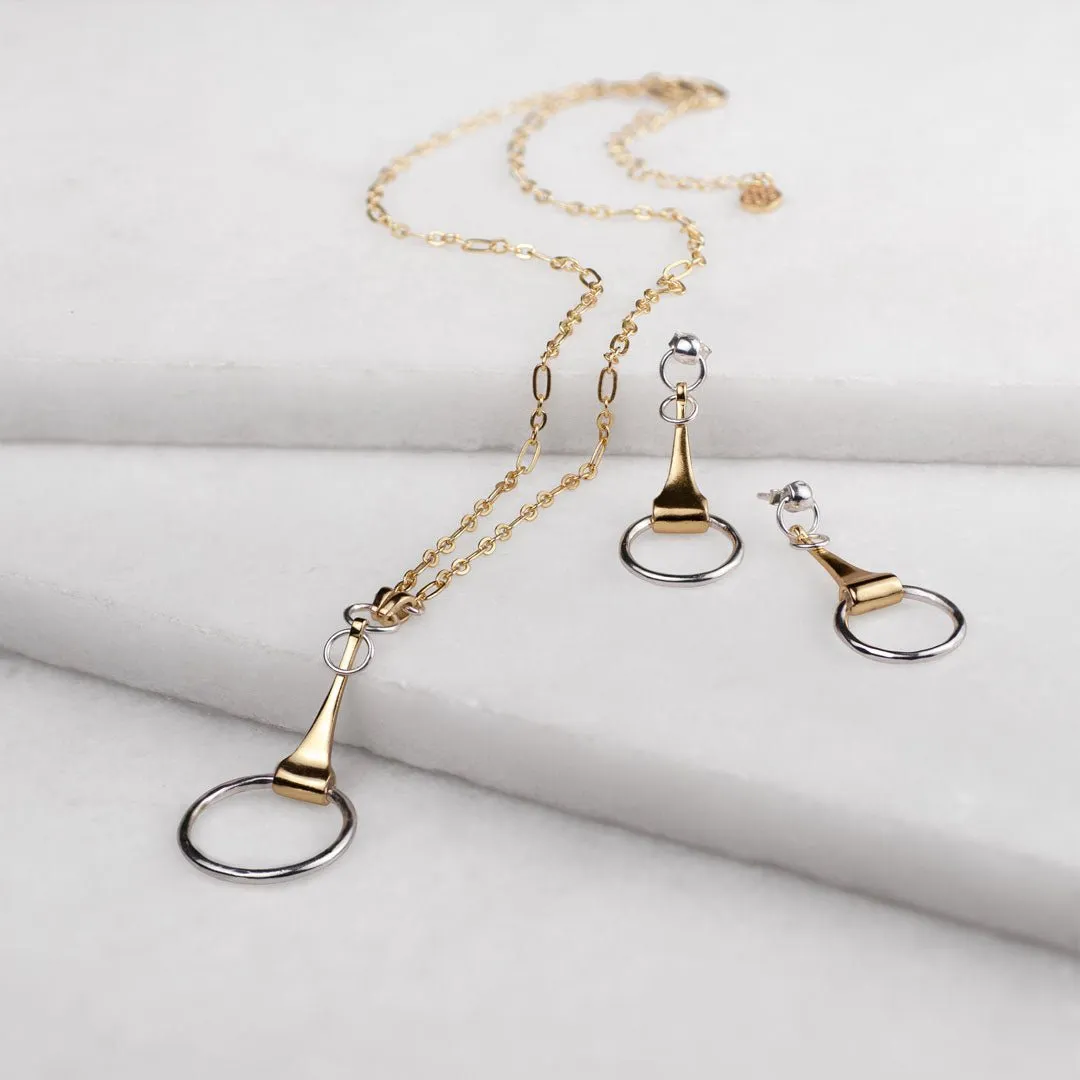 Camden - Two Tone Snaffle Horse Bit 14K Gold on Sterling Silver Necklace