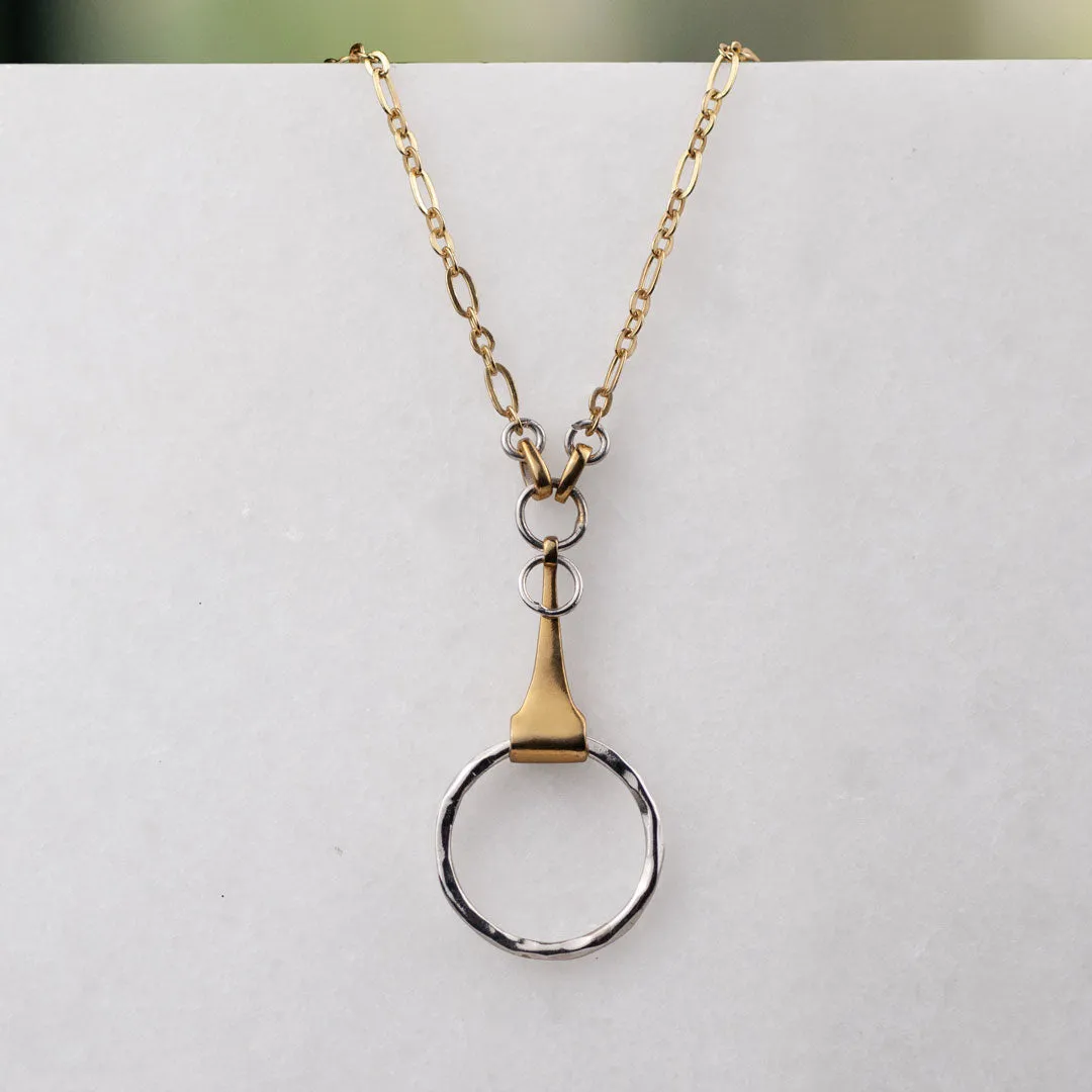Camden - Two Tone Snaffle Horse Bit 14K Gold on Sterling Silver Necklace