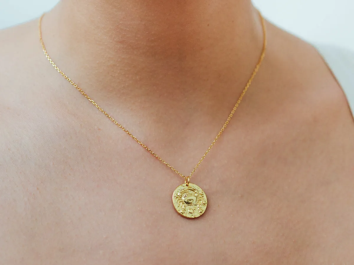 Cancer Zodiac Coin Necklace