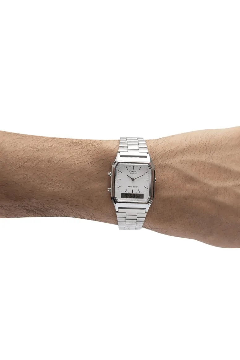 CASIO VINTAGE AQ230A-7DS DUO WATCH - SILVER/WHITE