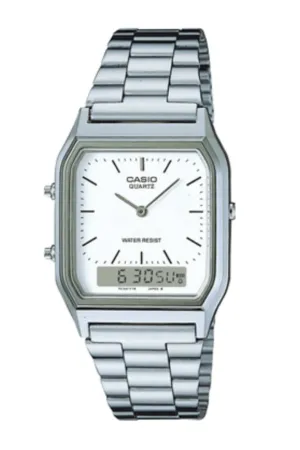 CASIO VINTAGE AQ230A-7DS DUO WATCH - SILVER/WHITE