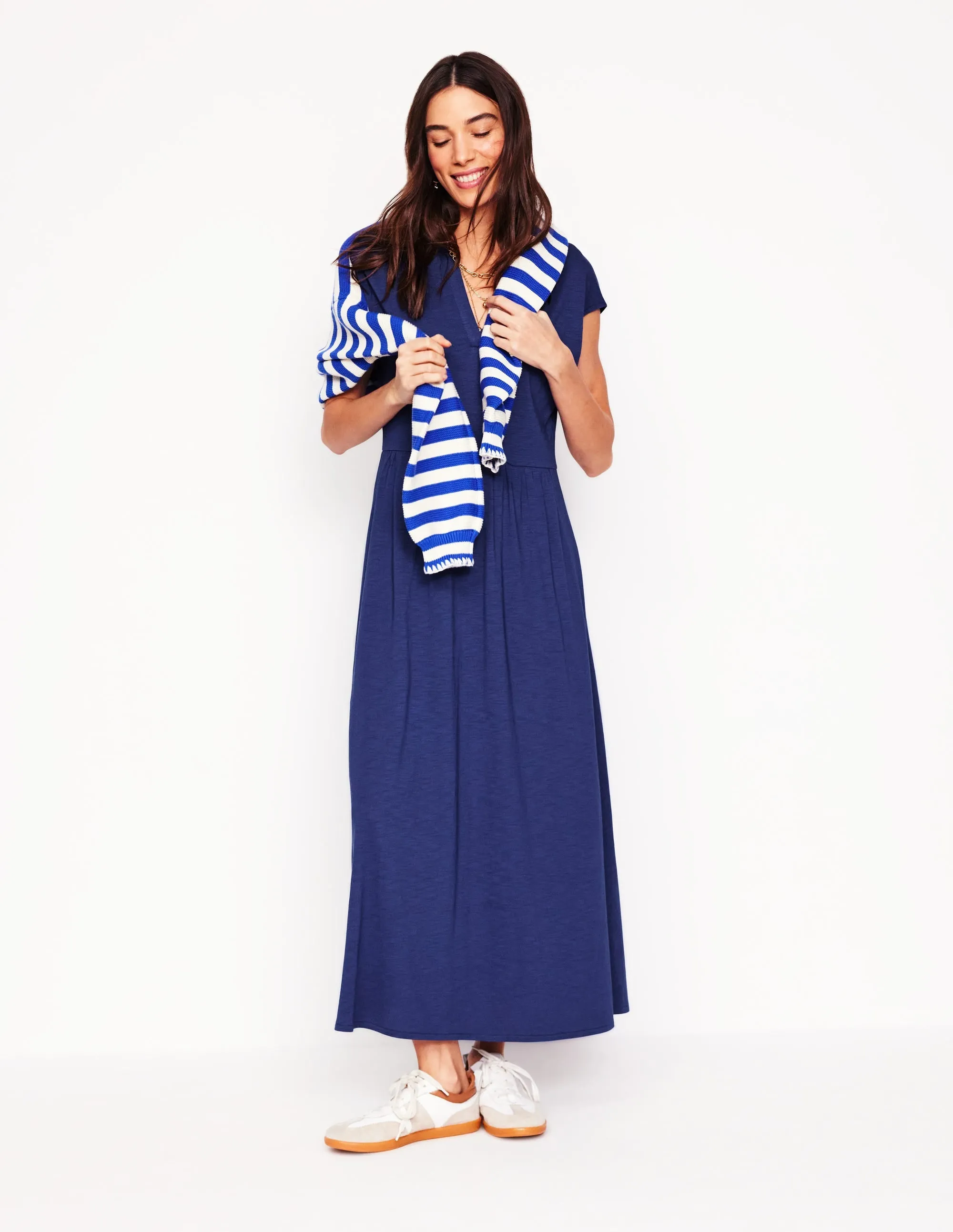 Chloe Jersey Midi Dress-Starboard Blue