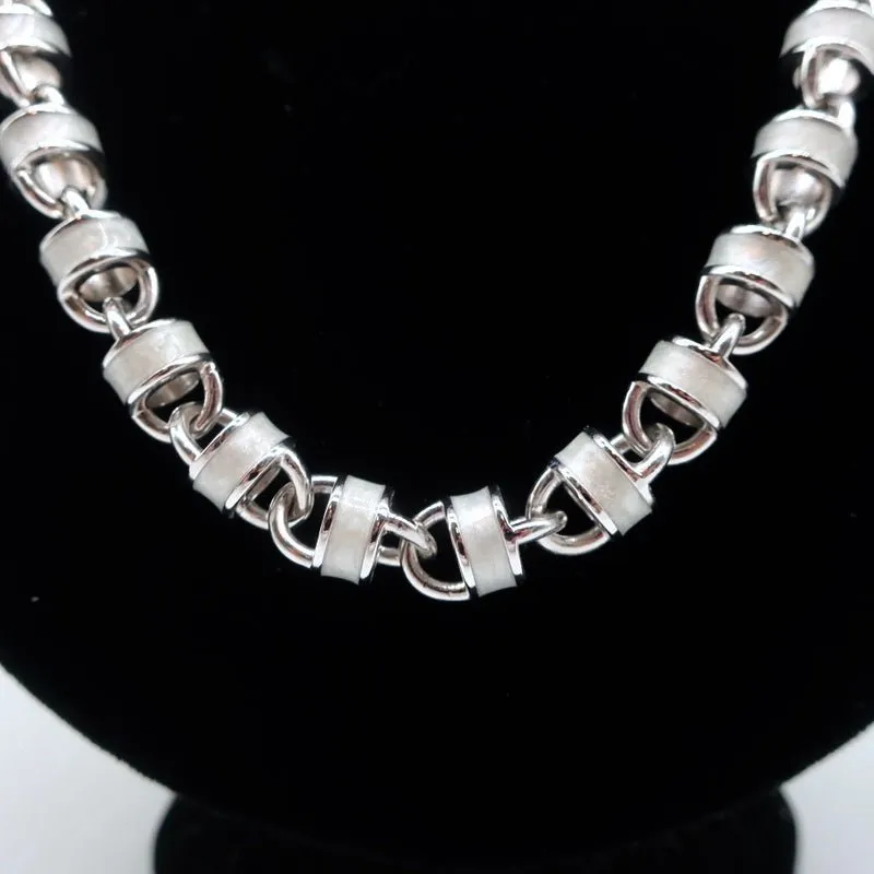 Christian Dior Round Link Necklace with Pearl