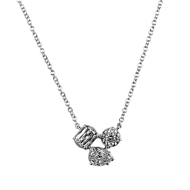 Christopher Designs 14k White Gold Diamond Cluster Necklace
