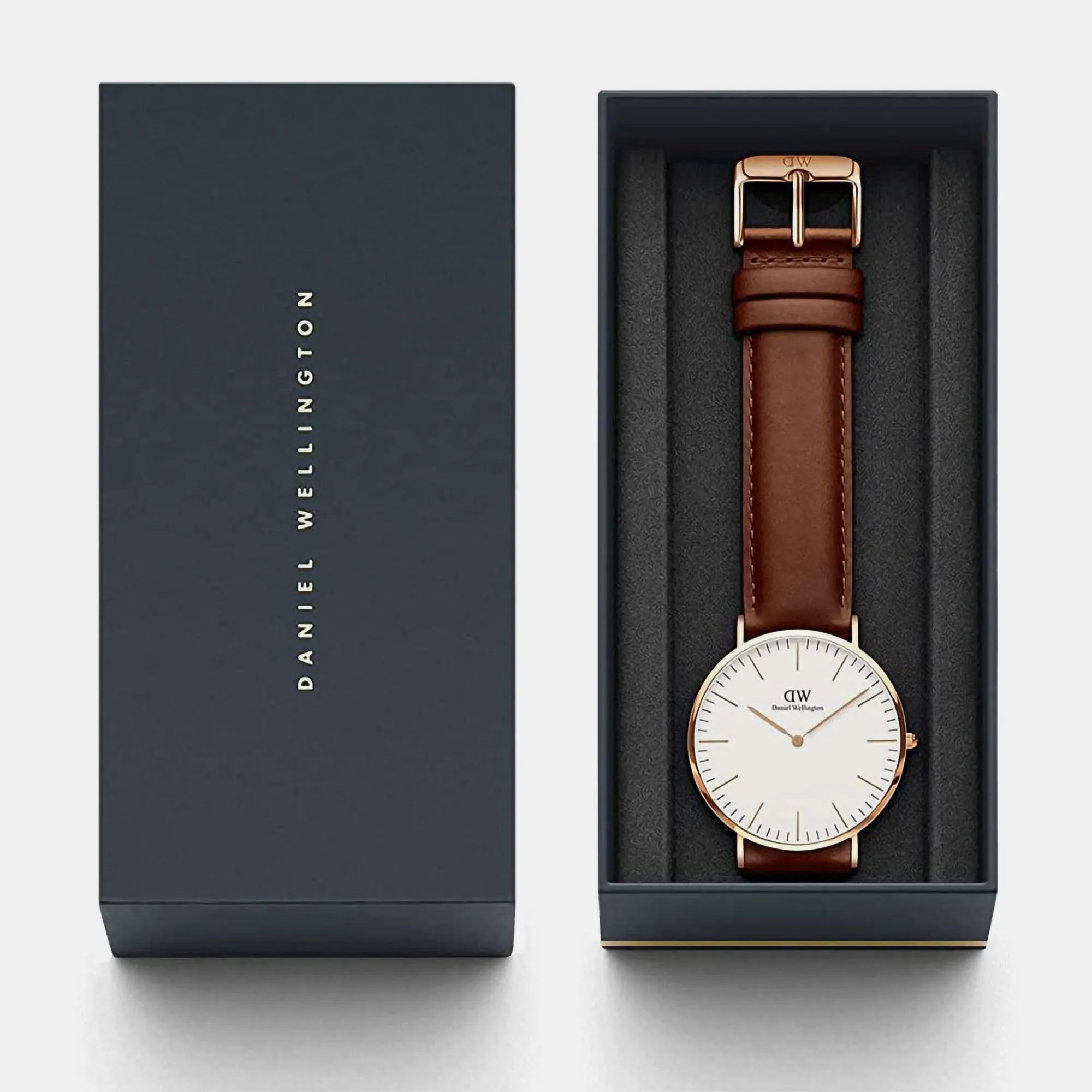 Classic Men's White Analog Leather Watch DW00100006